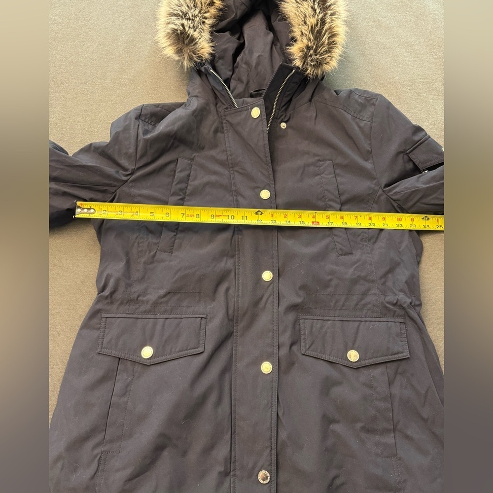 Women’s Navy Blue XL London Fog Puffer Jacket Coat Removable Hood - Picture 3 of 10